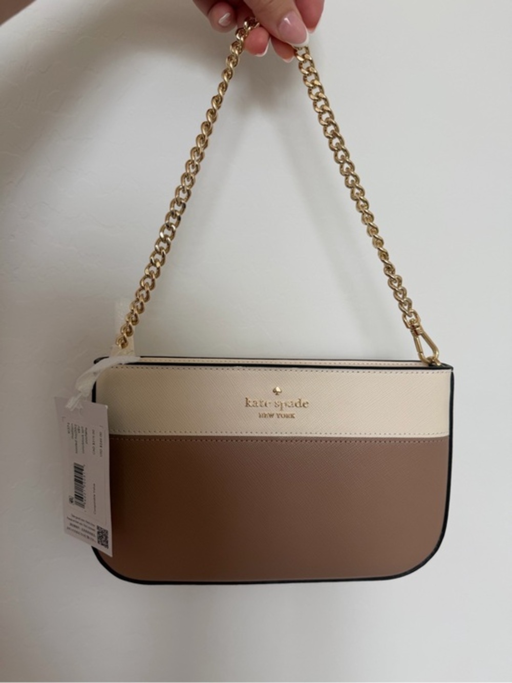 kate spade Two-Tone Cream & Brown Chain Shoulder Bag